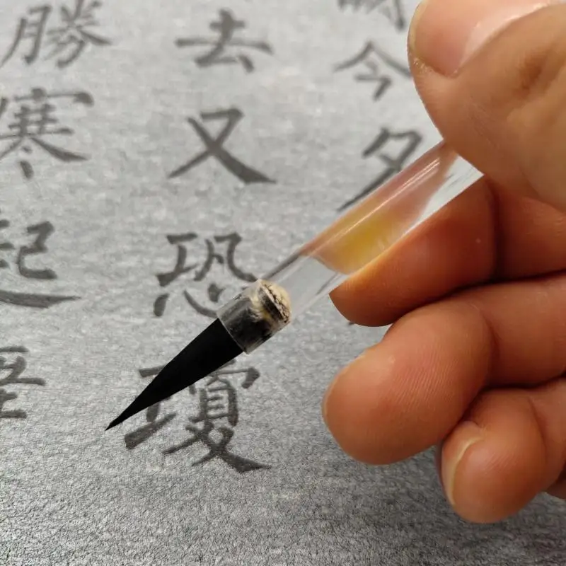 1pcs Chinese Calligraphy Brush Acrylic Transparent Pen Holder Thin Small Script Calligraphy Brush Wolf Hair Brush