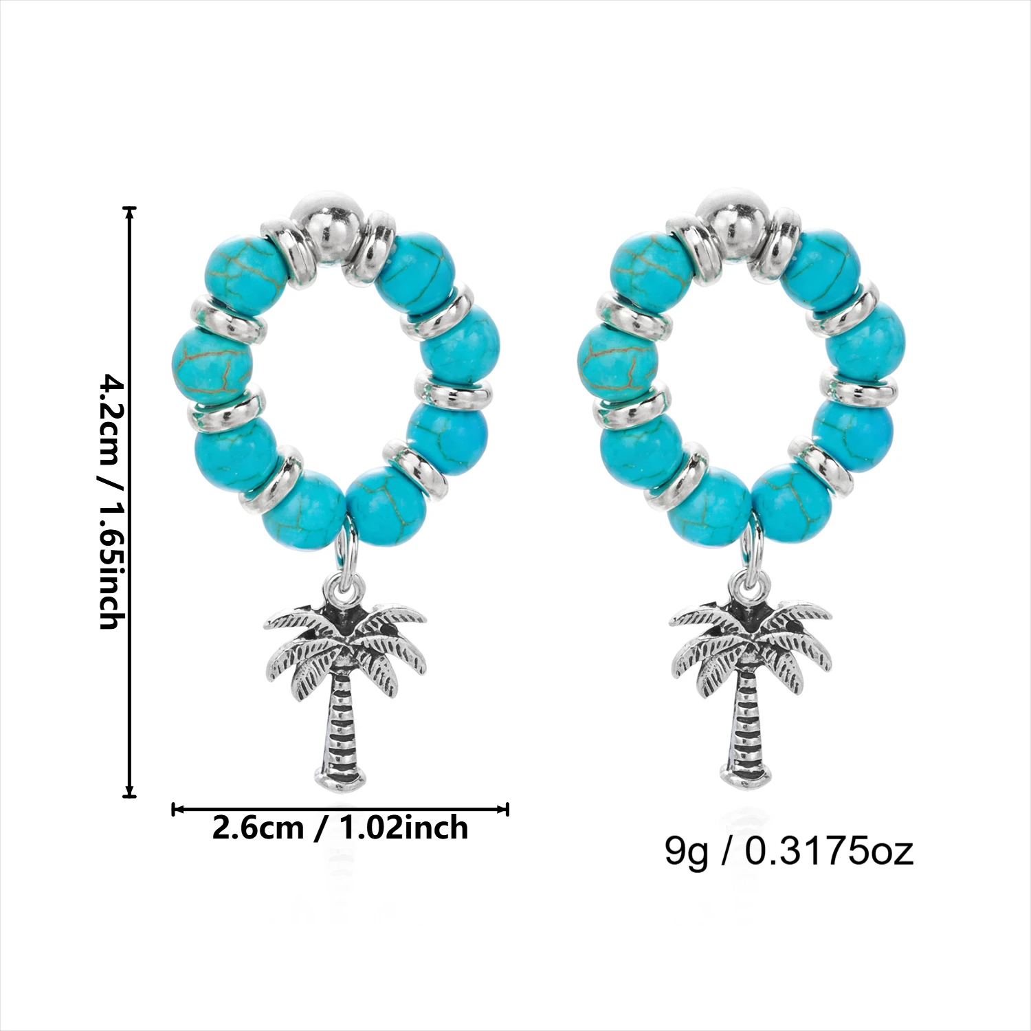 Vintage Hohle Emaille-Kokosnussbaum-Ohrhänger für Damen, Sommerliche Blaue Wellenmuster-Ohrringe, Ästhetischer Partyschmuck, Geschenke – Detail 8