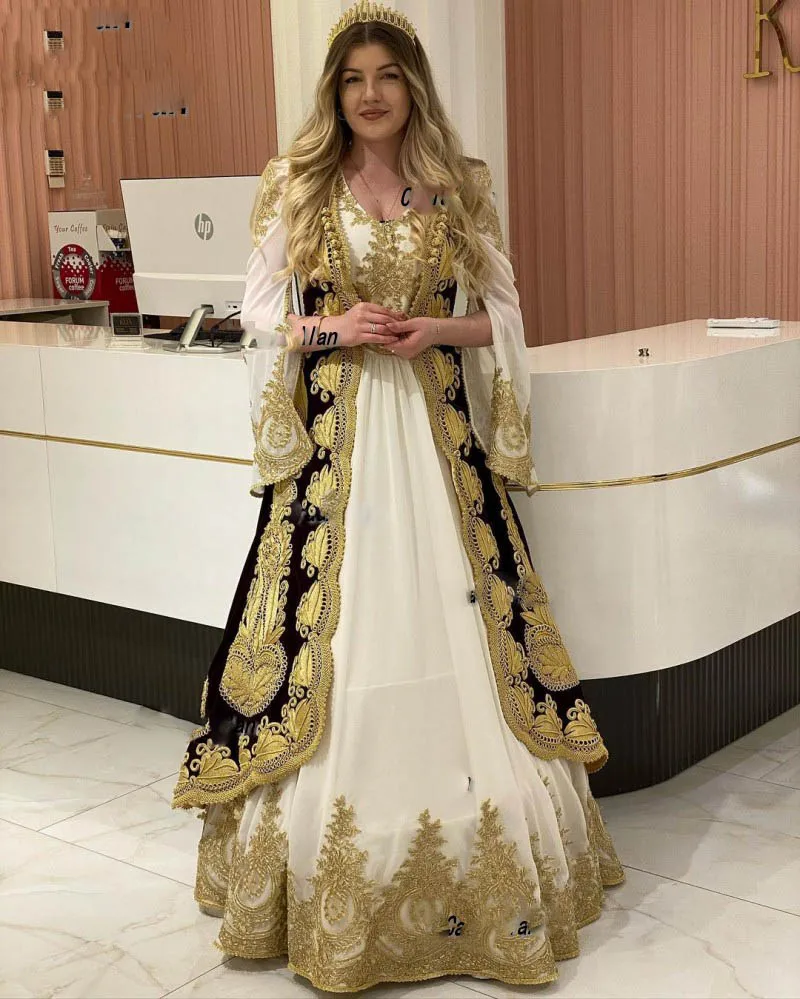 Traditional Albanian Evening Dresses With Coat Velvet Long Sleeve Lace Kosovo Prom Gowns Party Wear abendkleider cusotmsized
