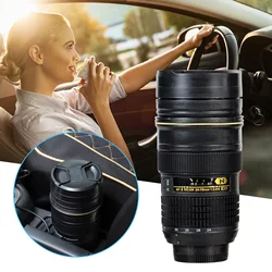 Tasse électrique en forme de lentille pour voiture, en acier inoxydable, avec appareil photo, pour le café ou le thé, avec couvercle rétractable scellé, cadeau Unique 