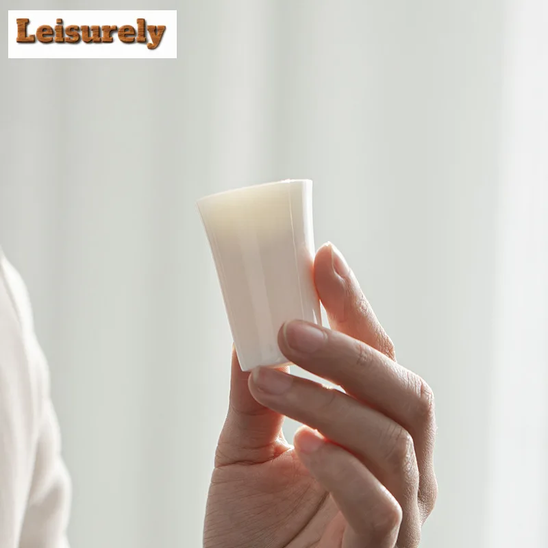 2pc/set Dehua White Porcelain Smelling Fragrance Cup Sheep Fat Jade Tasting Master Cup Small Single Meditation Cup Teaware 30ml