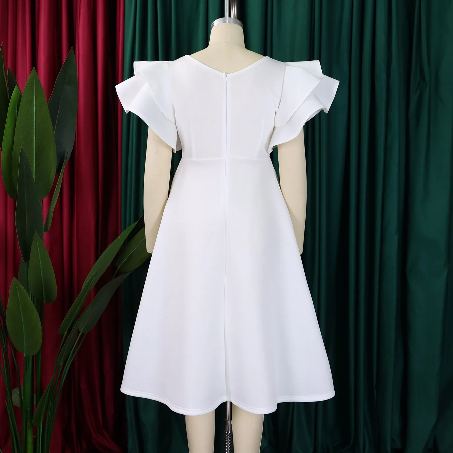 chinese dress ladies Swing Dress with Pockets Prints Black/White Stamp Print / Xs