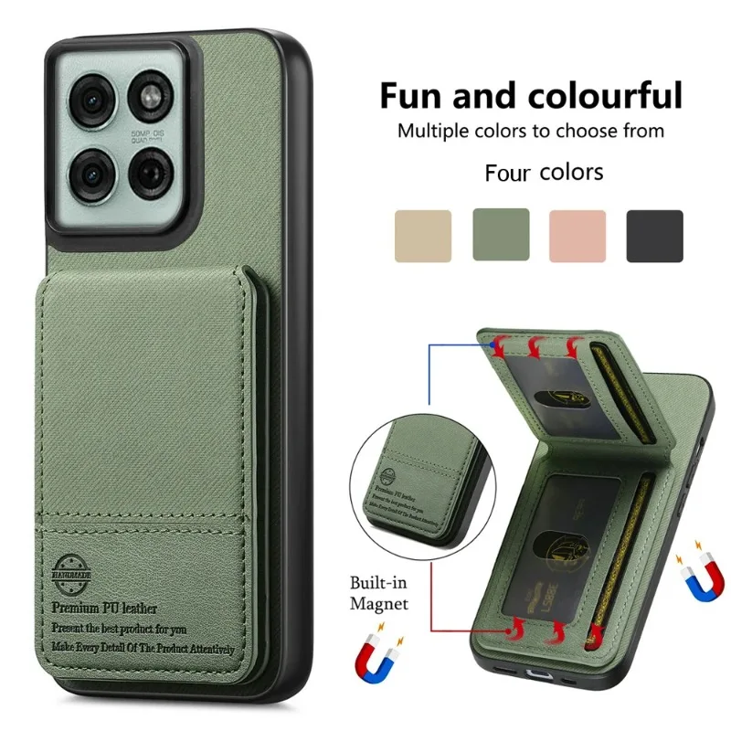 Leather Flip Wallet Case with Card Slot and Stand - Shockproof Cover Holder