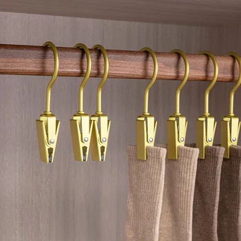 6 pezzi clip a gancio multifunzionale in metallo lega di alluminio cappello gonna clip di stoccaggio grucce clip di asciugatura portapantaloni senza soluzione di continuità 1