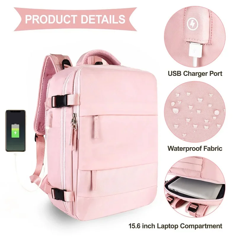 

2023NEW Women Travel Backpack Airplane Large Capacity Multi-Function Luggage Lightweight Waterproof Casual Bag Notebook Bagpacks