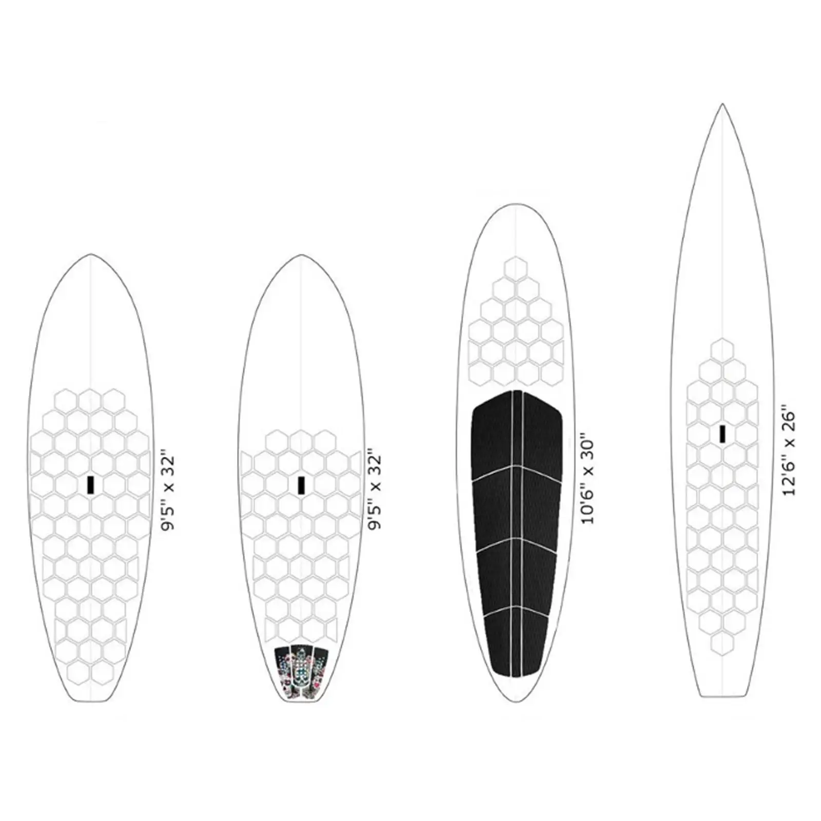 

Surfboard Traction Pads Honey Comb Holes Waxless Surf Traction Grip Adhesive Deck Pads for Most Surfboard Surfing Accessories
