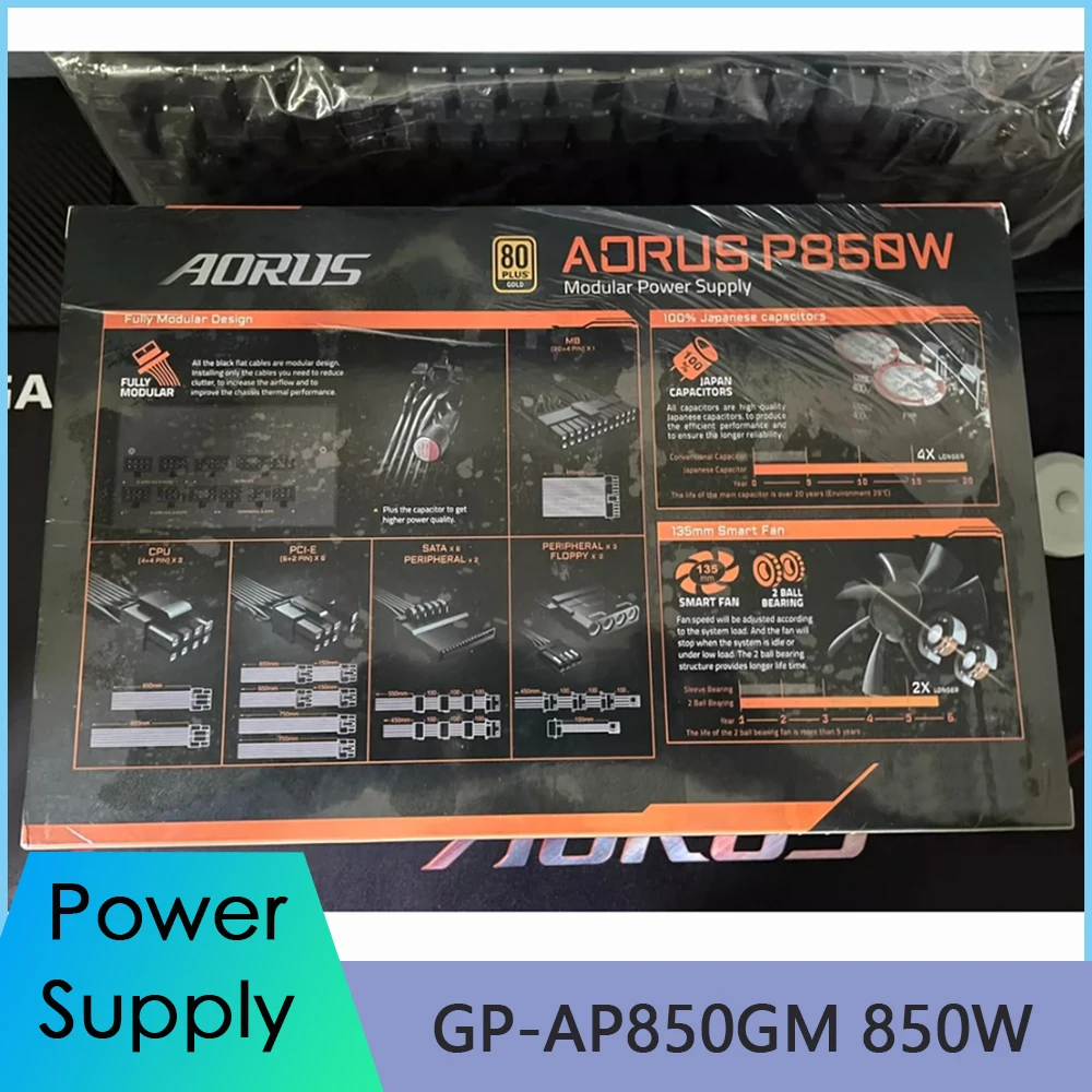 For Gigabyte GP AP850GM 850W AORUS P850W AP850GM 80PLUS Gold ATX 12V Power Supply High Quality