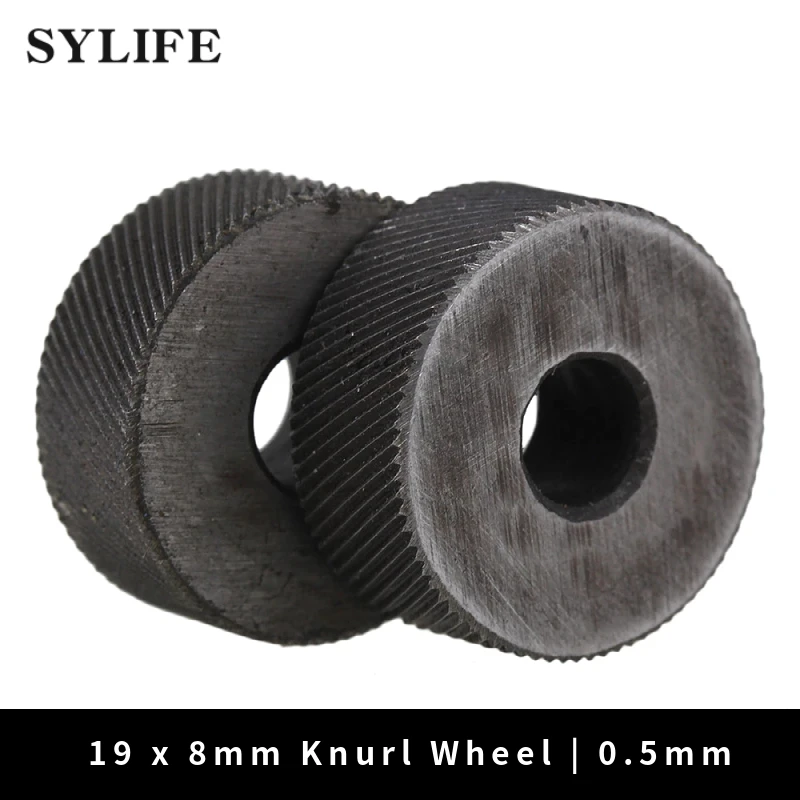 Knurling Tool Set 2PCS 19 x 8mm Knurl Wheel Tool Diagonal Coarse Twill Pattern 0.5mm Pitch
