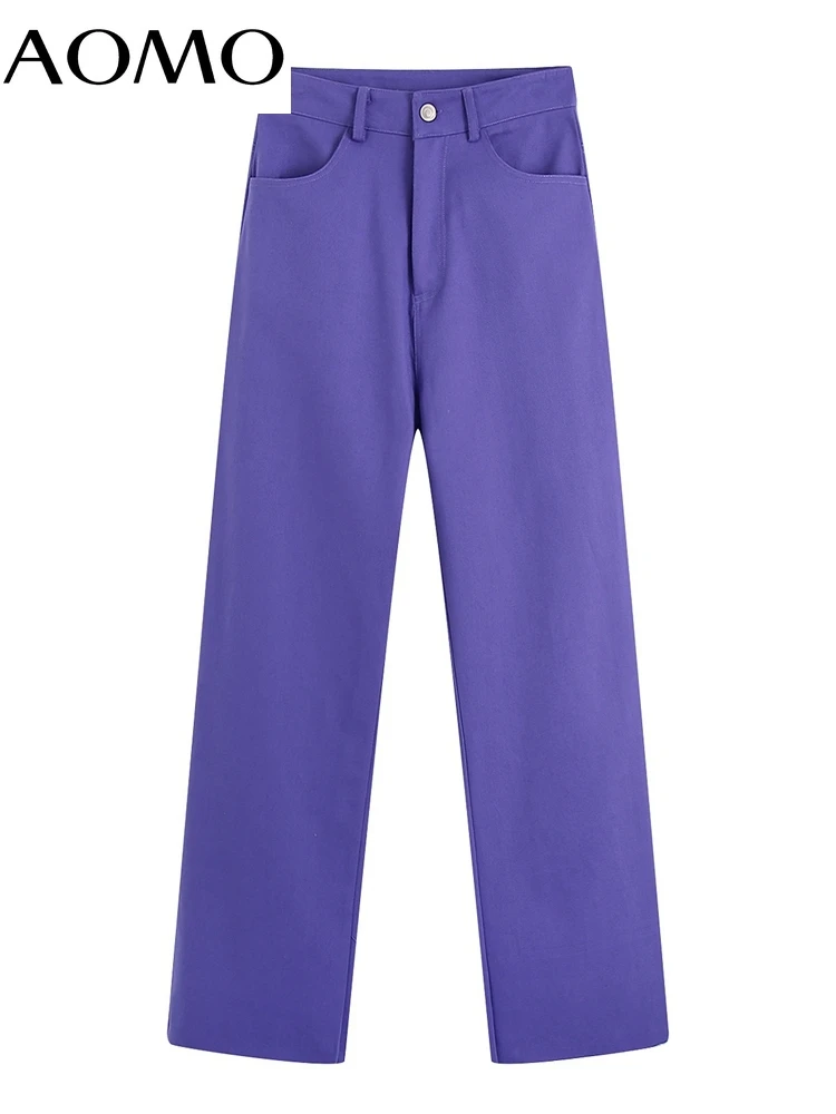 adidas pants AOMO 2022 Women Purple Pockets Straight Long Jeans Vintage High Waist Zipper Fly Female Denim Trousers BE194A gloria vanderbilt capris