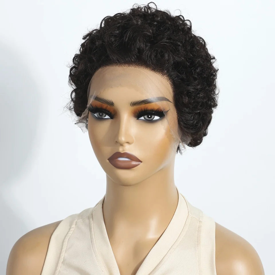 

Парики из кудрявых человеческих волос для женщин, Короткие афро кудрявые бразильские волосы без клея, натуральные черные