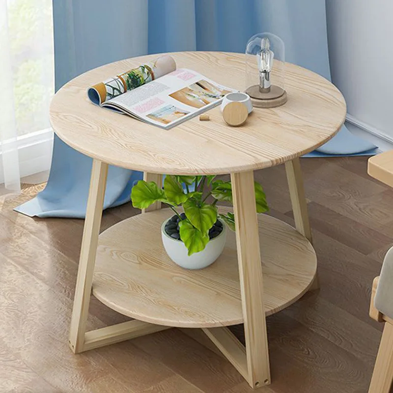 

Dia40cm Nordic Small Round Coffee Table Solid Wood Bedside Table Sofa Side Japanese Living Room Simple Side Table Study Table