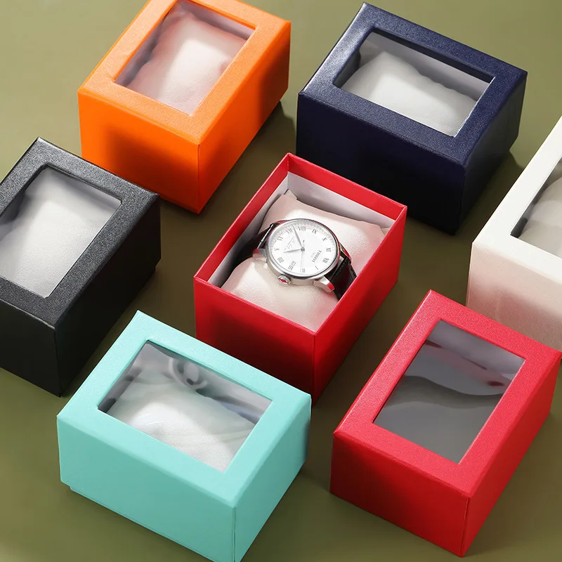 

Transparent Sunroof Watch Box Heaven And Earth Cover Watch Storage Box Square Cardboard Watch Case Gift Jewelry Packaging Box