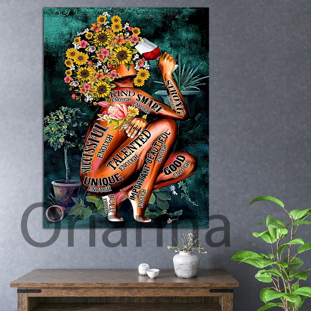 Afro Girl Garden Andwine Poster Sono Abbastanza Retro Poster Pot Head Wall Art Stampe Afroamericane Black Girl Magic Garden Decor