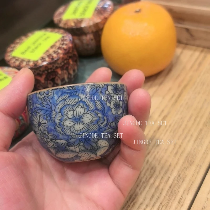 1pcs 50ml Ceramic Blue and White Master Cup Kung Fu Single Tea Cup Household Chinese Style Opening Tea Can Nourish Tea Sets