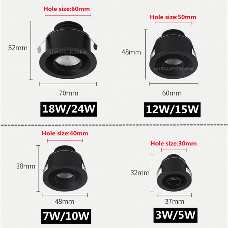 Dimmable LED anti-glare mini downlight spotlight AC110-220V embedded ultra-thin COB skylight cabinet home lighting