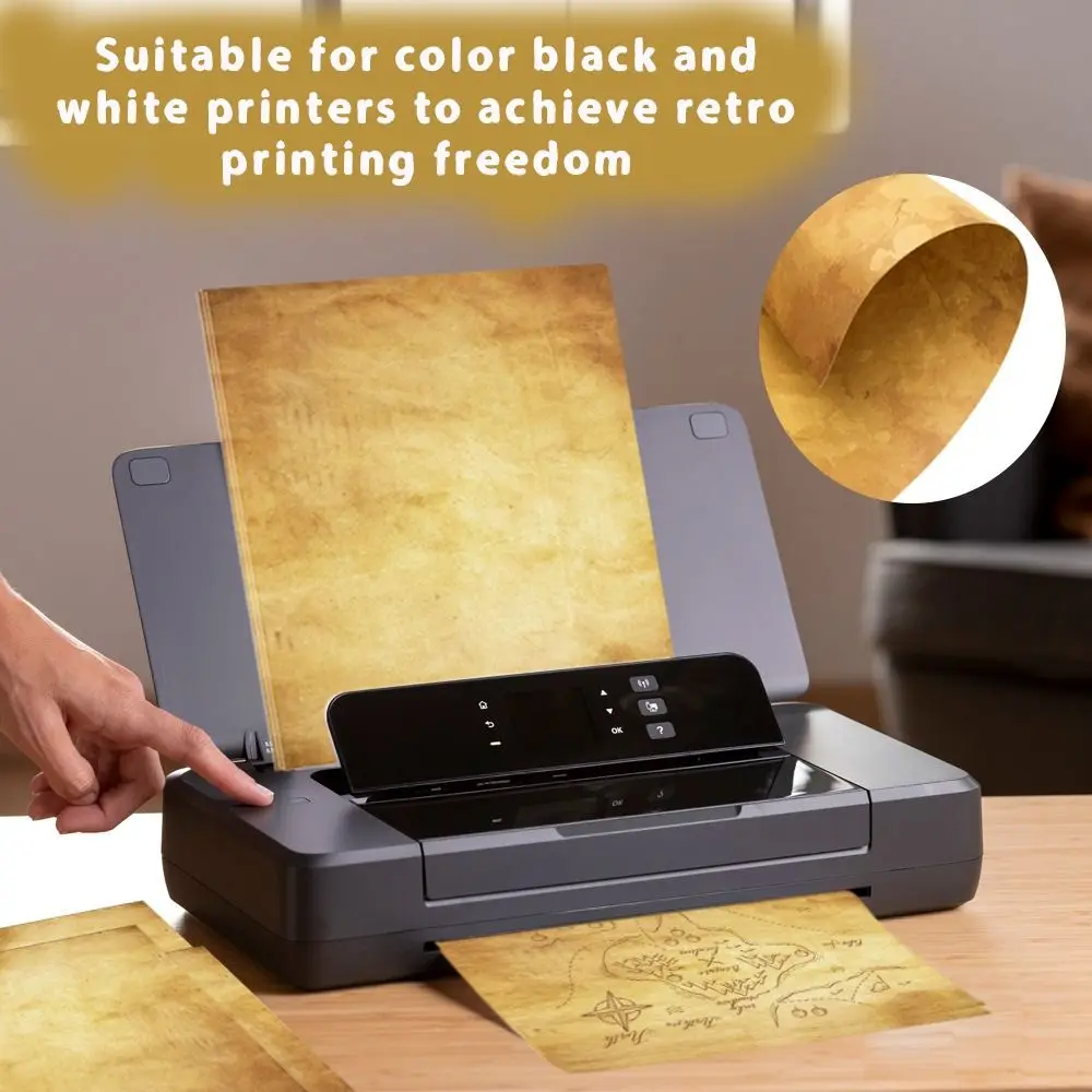 50 매 빈티지 편지지 쓰기 용지 간단한 고전 문학 스크랩북 편지 용지 100GSM 두꺼운 해적 스크롤