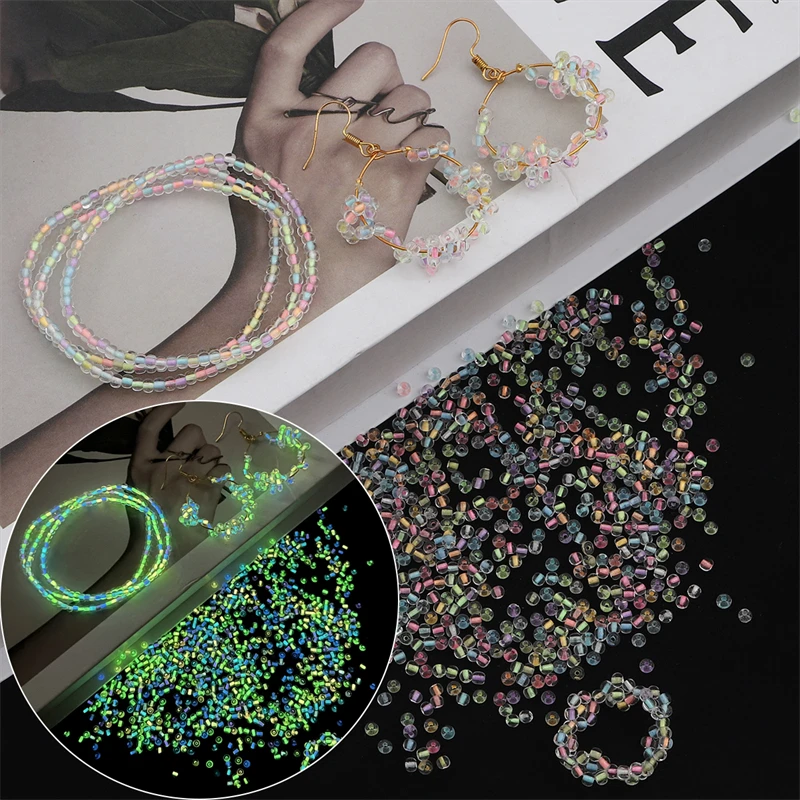 2/3/4mm Leuchtende Glasperlen (Nachts Leuchtende Samenperlen) - DIY Schmuckherstellung (Halskette/Armband) Handgefertigte Accessoires 1mm 11g/Beutel – Detail 6