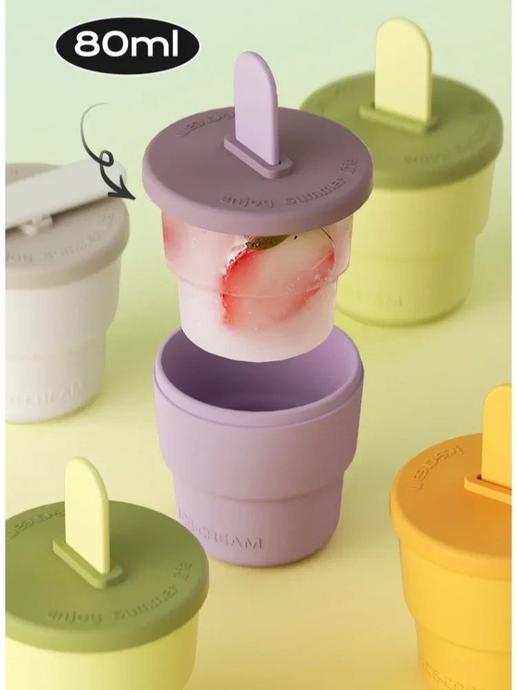 Description Picture 5 of item1Popsicle Mold Silicone Ice Cream Mold Cup With Popsicle Stick Food Grade Kid Handmade Ice Cream Maker Summer Bar Tools