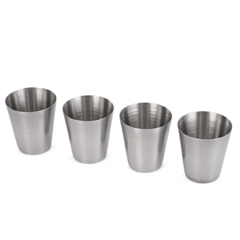 4 stücke Outdoor Camping Geschirr Reise Tassen Set Picknick Liefert Edelstahl Wein Bier Tasse Whisky Tassen_voghion.com