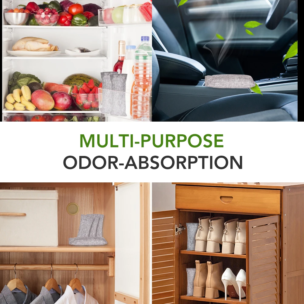 Natural Bamboo Charcoal Air Purifying Bags - Odor Absorber & Moisture Eliminator