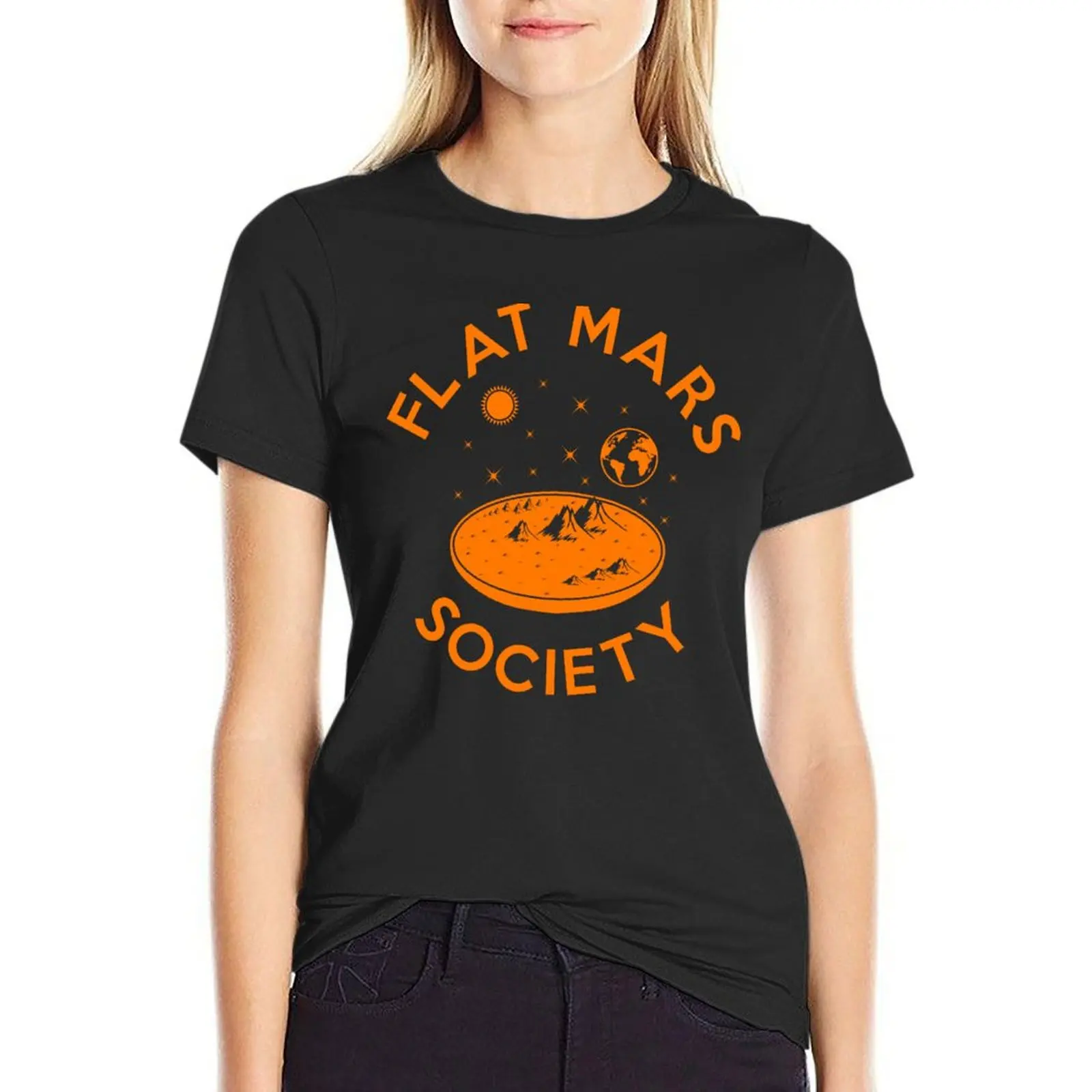 

Flat Mars Society T-Shirt tops for Women t shirt Women summer clothes for Women spring clothes 2024