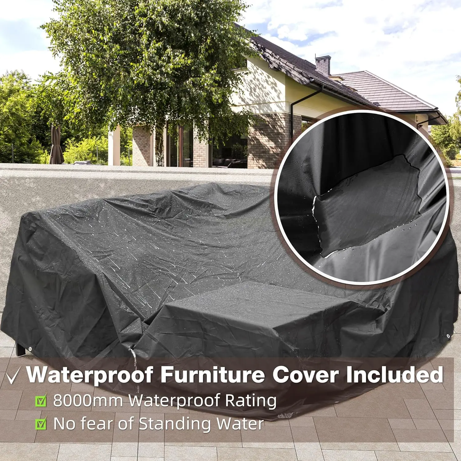 6-Piece L-Shaped Metal Patio Sectional 6