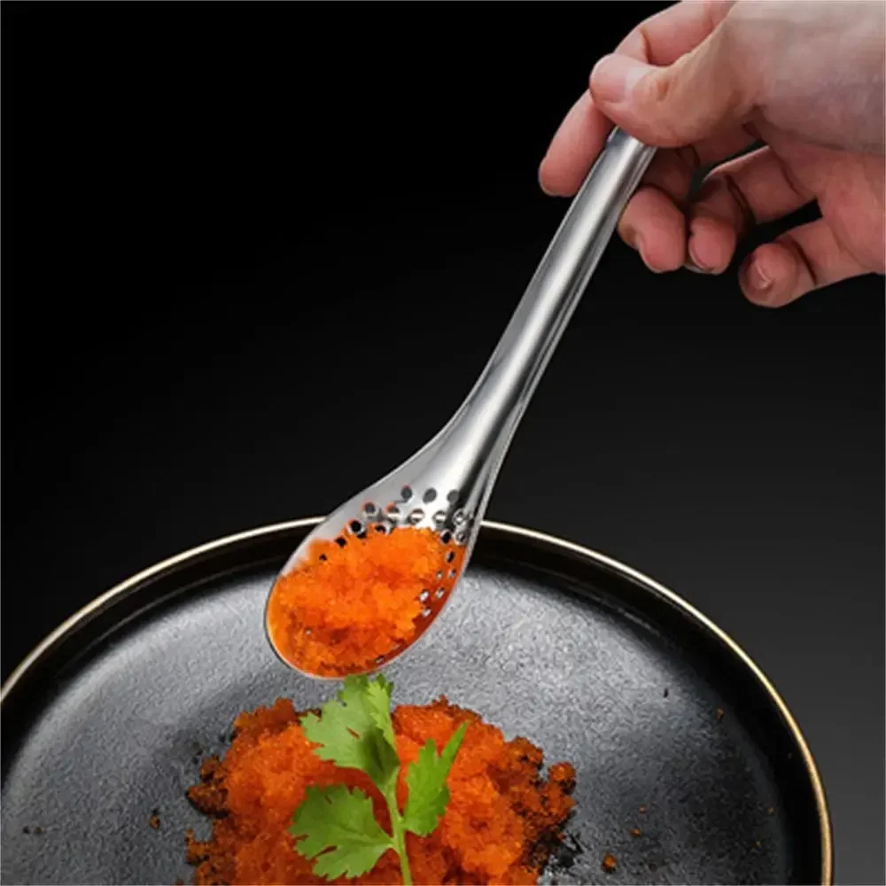 1Pc Caviar Spoon Hot Pot Filter Spoon with Long Handle Vintage Tea Shovel Set Small Spoons 56 Holes Kitchen Tools stainless steel spoon