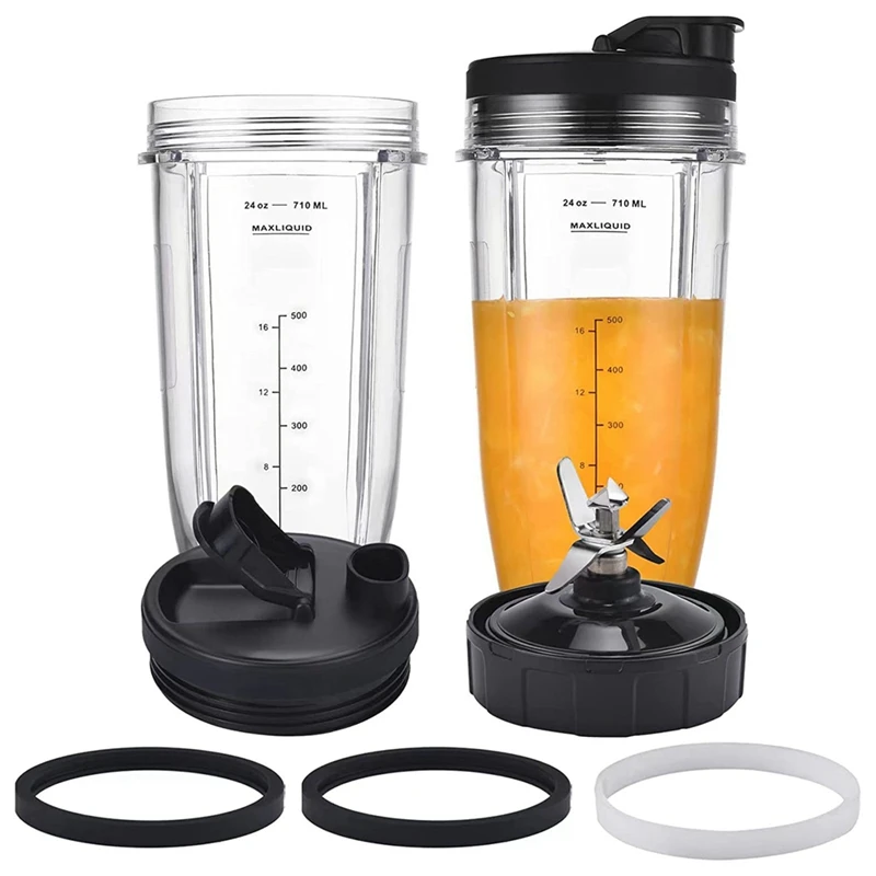 

Replacement 24Oz For Nutri Ninja Blender Cup, 24Oz Cups With 7 Fins Replacement Extractor Blade Parts For Ninja Auto IQ