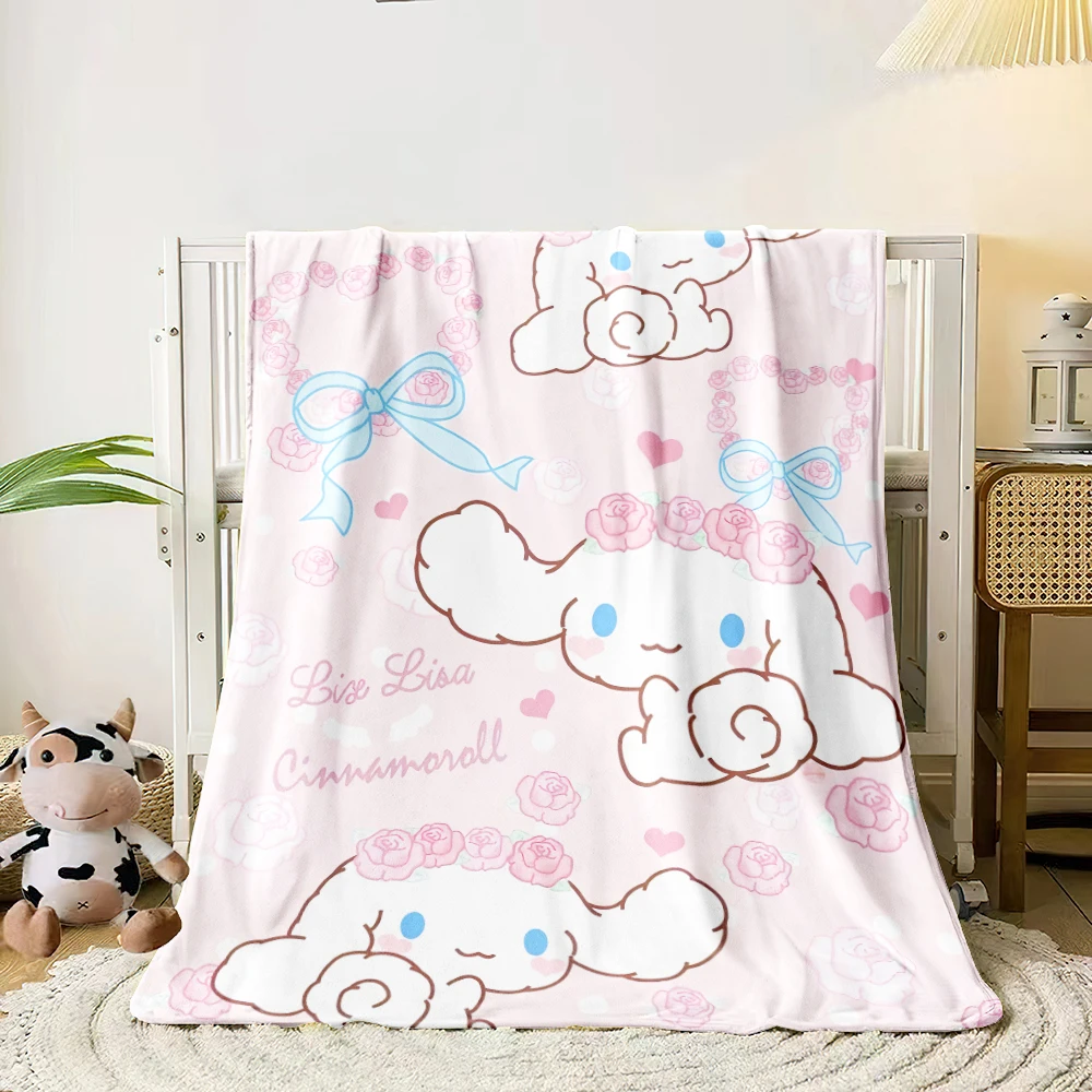 Cinnamoroll sanrio Cartoon Printed Flannel Blanket.Sofa .Bedroom.Bed Home Office Nap Blanket Car. Travel Picnic Blankets Gift 3