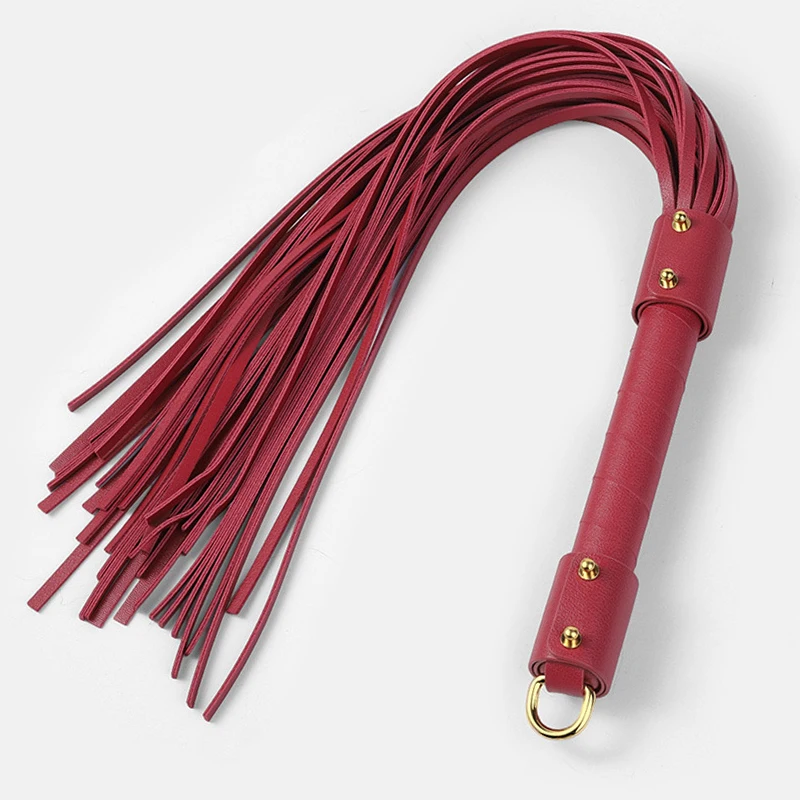 60CM PU Leather Horse Whip,Handmade Suede Flogger Bull Whip Cowhide Horse Riding Whip Handle with Iron Hoop 5