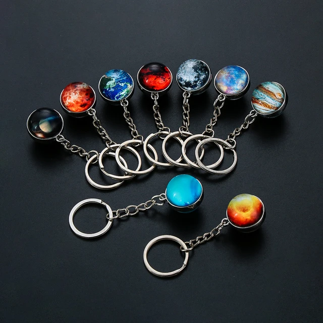 Solar System Planetary Keychain, Galaxy Nebula Double-sided Glass Space  Astronaut Pendant, Fashionable Men's Car Keychain - AliExpress