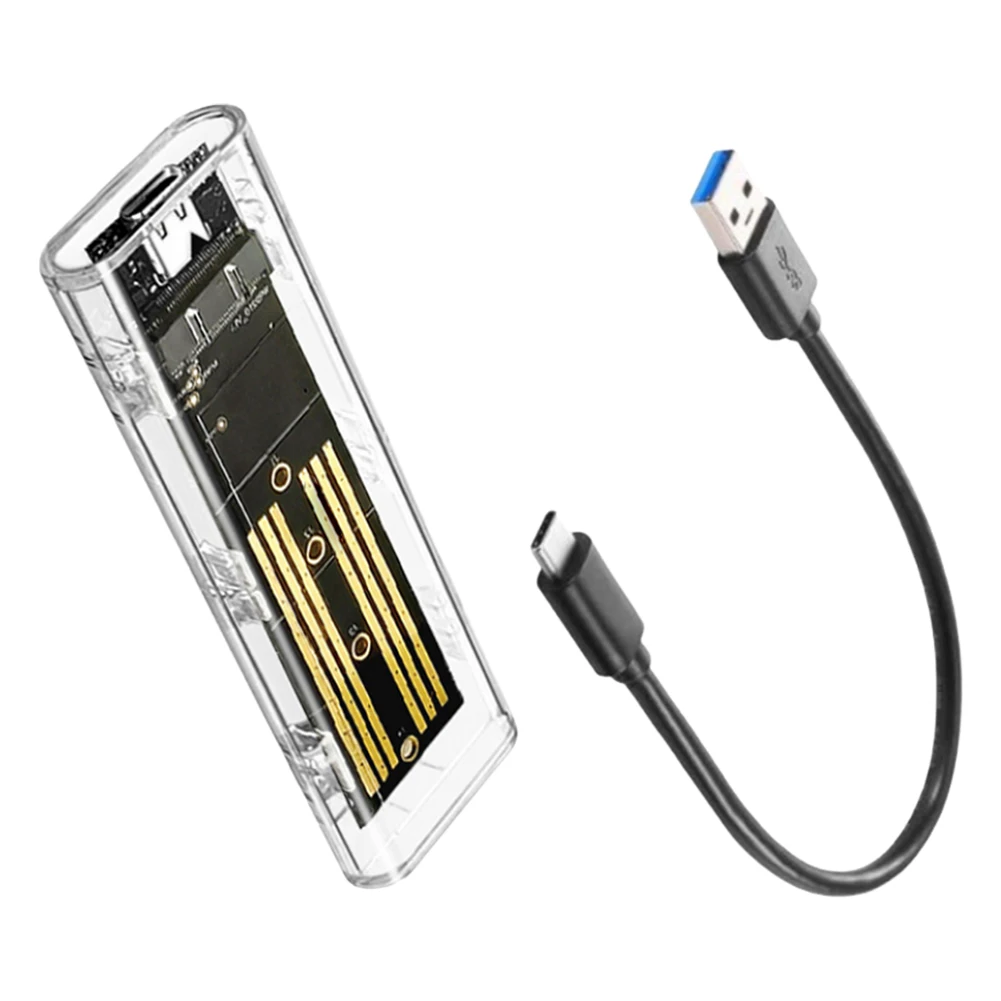 External Hard Drive Case M.2 NGFF SATA Type C 3.1 Transparent External SSD Case 10Gbps SSD Enclosure External Adapter for 2230/2242/2260/2280
