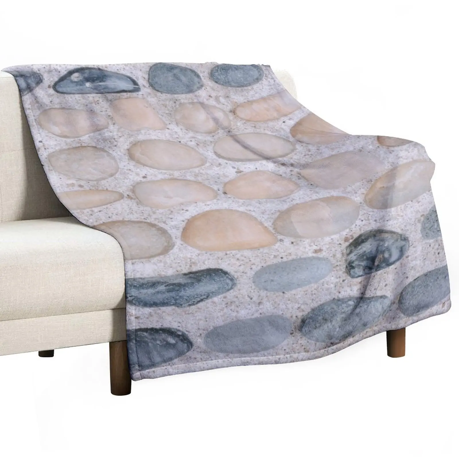 

Pastel Pink and Blue Pebbles on the Sand - Colorful Stones Collection - Cool for the Summer SPA Throw Blanket Moving Blanket