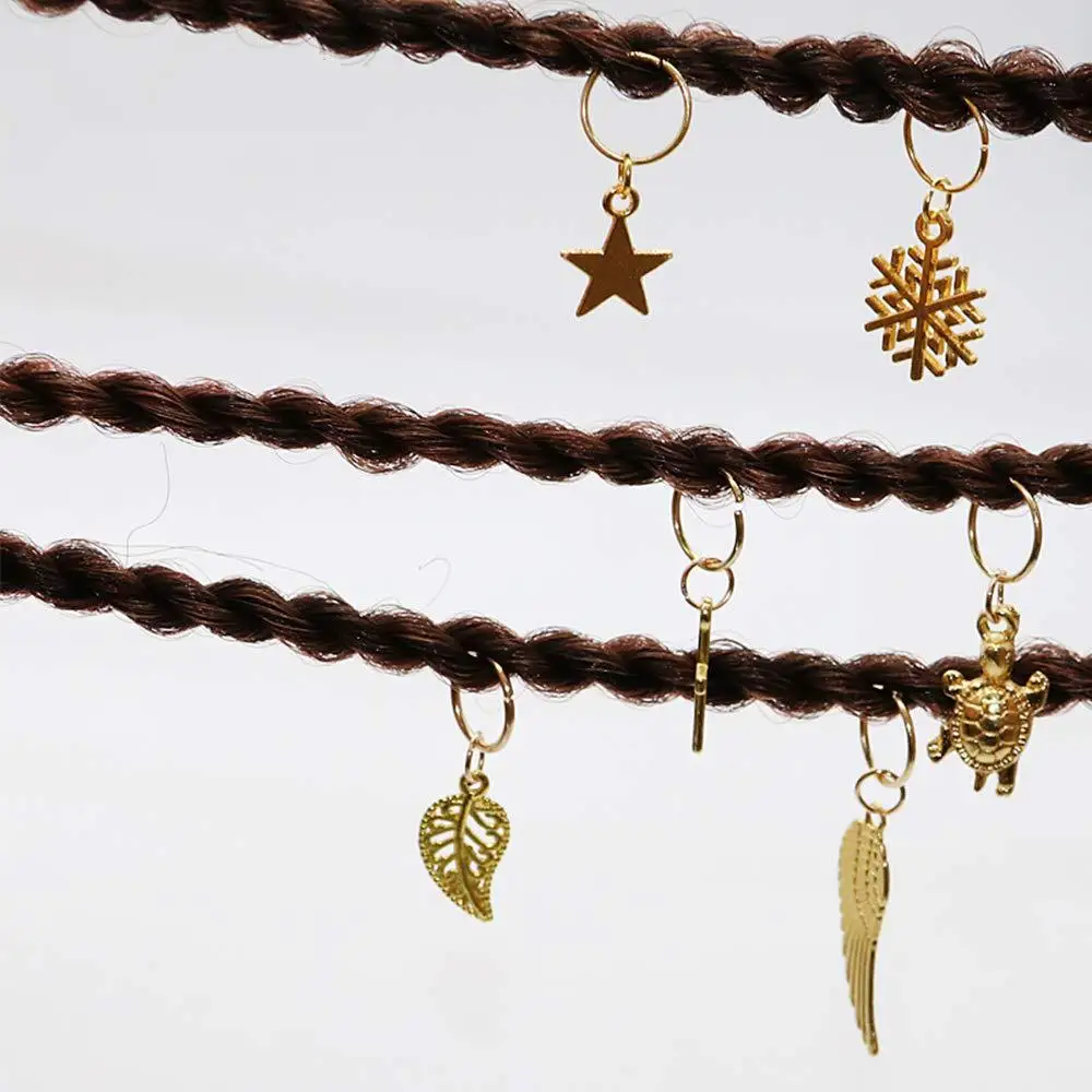 220pcs 15 Style Mix different Metal Leaves Ring Hair Braid Dreadlocks Beads Clips Hair Decoration Accessories with Storage Box