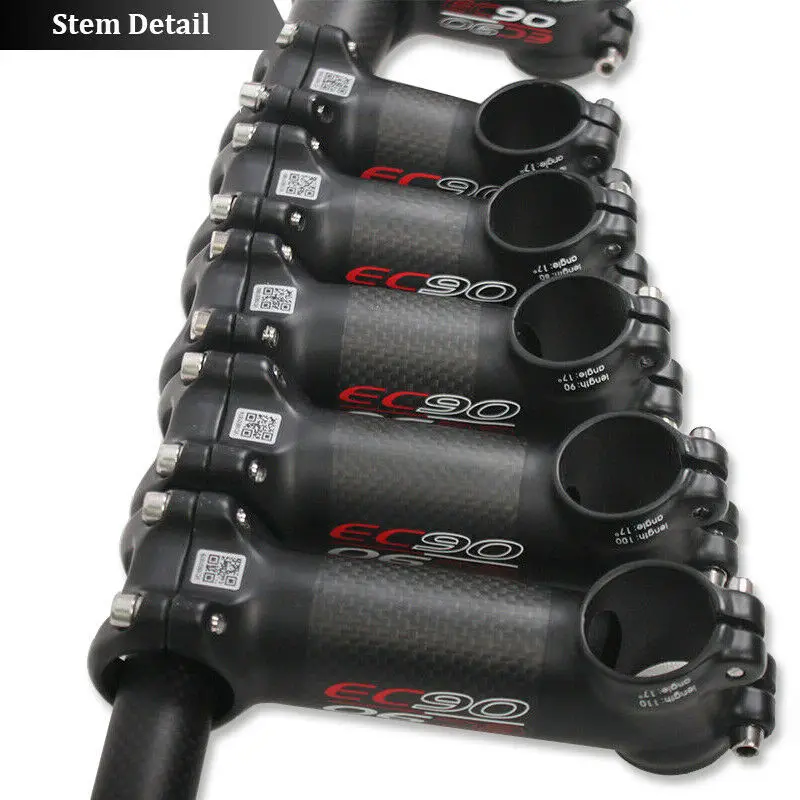 Aluminum Alloy+Carbon Fiber Bicycle Stem 60-120mm 6/17 Degree 1-1/8'' Bike Handl