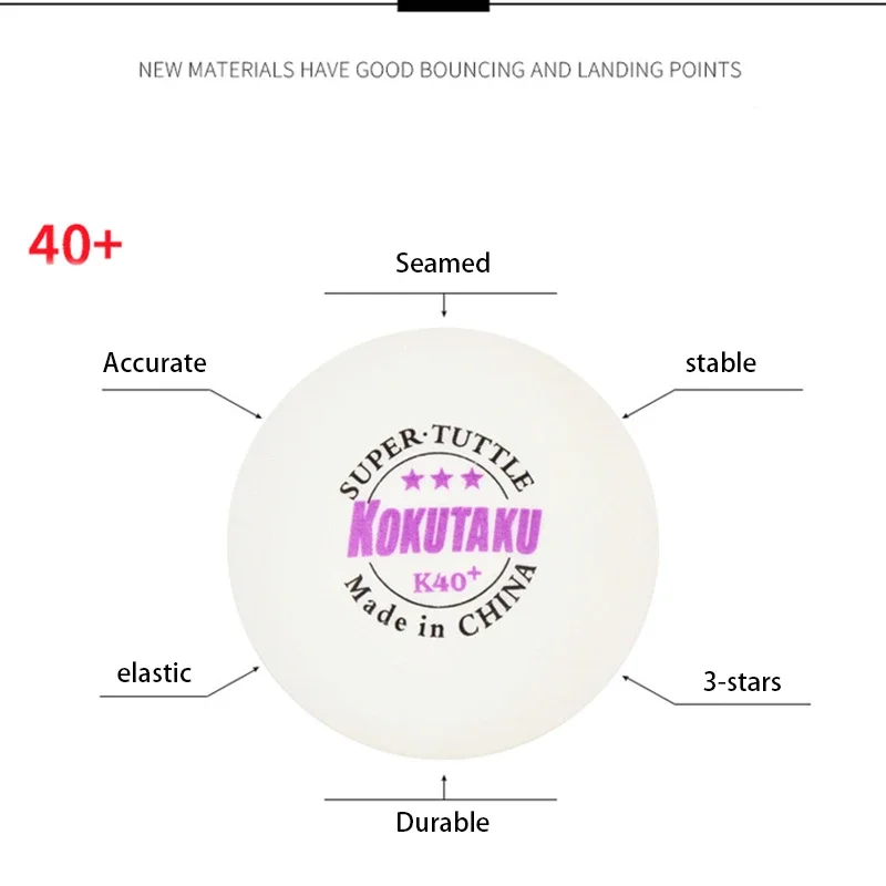 Kokutaku K40+ 3-Star Seamed Table Tennis Balls ABS Professional Ping pong Ball Amateur Training competition Ball Table Tennis Balls