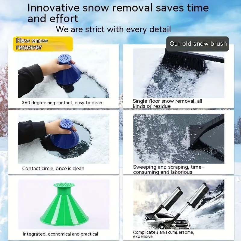 1PCS Car Ice Scraper Funnel Snow Remover Cone Tool Car Snow Scraper Magical Ice