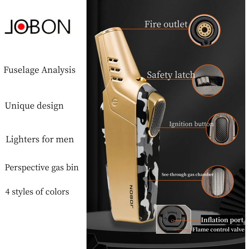 Metal Inflatable Lighter Jet Flame Cigar Lighter Windproof Multifunction Unusual Men's Smoking Accessories
