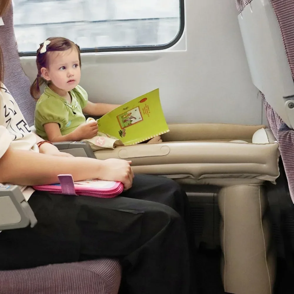 Letto gonfiabile da viaggio per bambini, materasso ad aria gonfiabile per aereo, treno, auto, con cintura di sicurezza - immagine 6