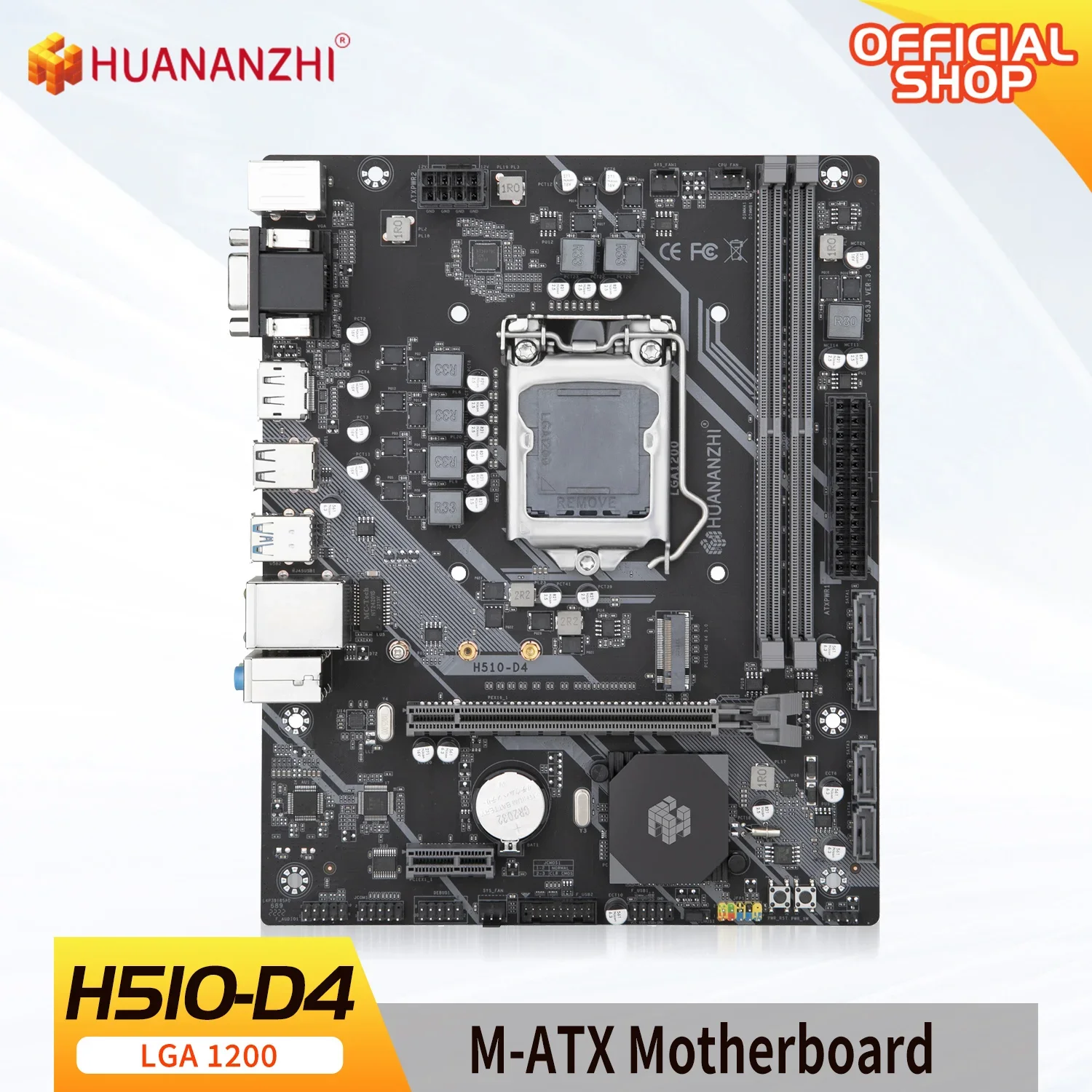 

HUANANZHI H510 D4 M-ATX Motherboard Intel LGA 1200 Support 10 11 generation DDR4 2400 2666 2933MHz 64G M.2 NVME SATA3.0 USB3.0
