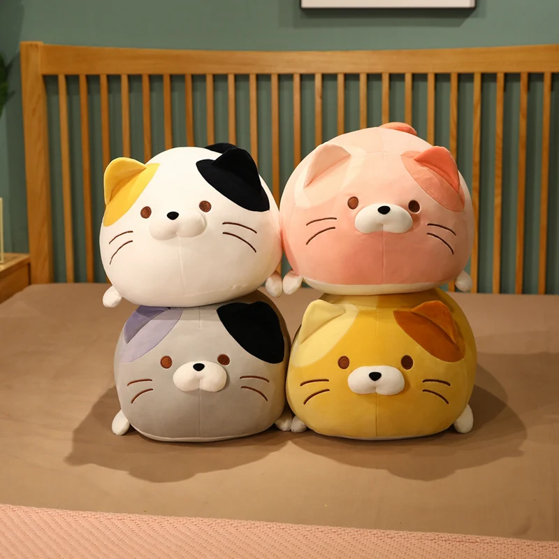 일본 스타일 뚱뚱한 고양이 봉제 인형 장난감, 동물 부드러운 포옹 베개 봉제 고양이 인형 방 장식, 어린이 여아용 세탁 가능 선물, 60cm