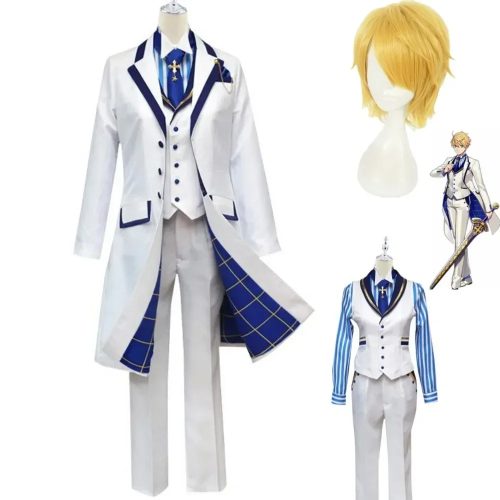 Anime Game Fate Grand Order Fgo Arthur Pendragon Costume Cosplay White Rose King Of Knights Parrucca Windbreak Man Carnival Suit