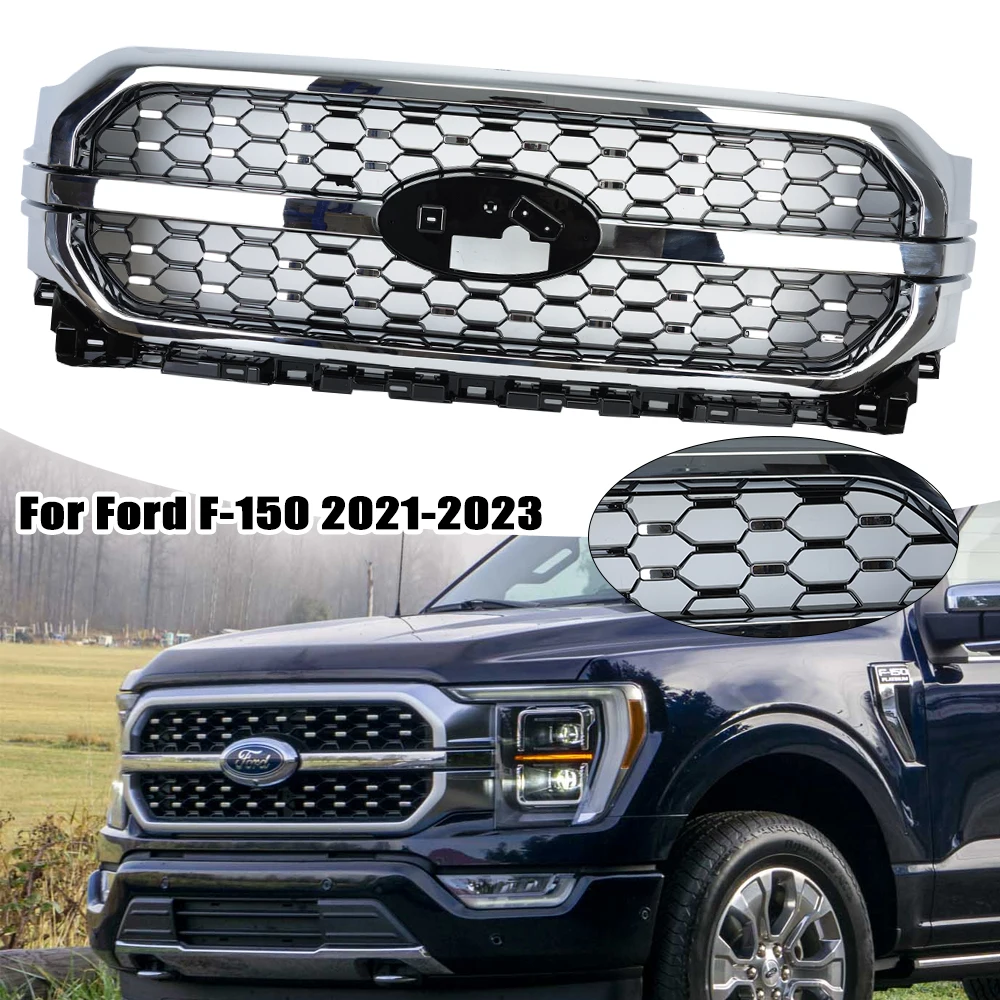 

Передняя Нижняя Центральная решетка для Ford F150 2021 2022 2023 черная сетка и Гальваническая рама автомобильные Сменные автомобильные аксессуары