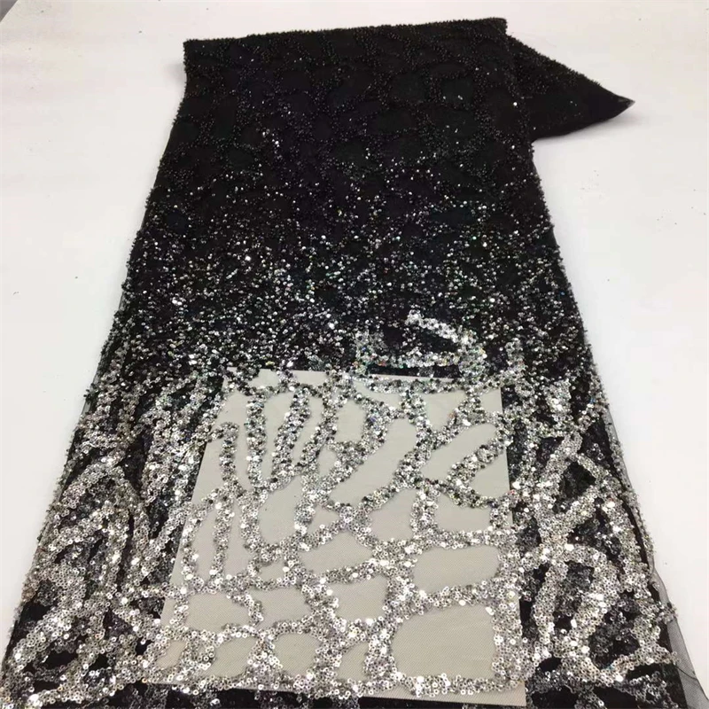 

Latest African Lace Fabric 2022 High Quality Embroidery Lace French Tulle Nigerian Lace Fabric With Sequin For Dresses xx-273