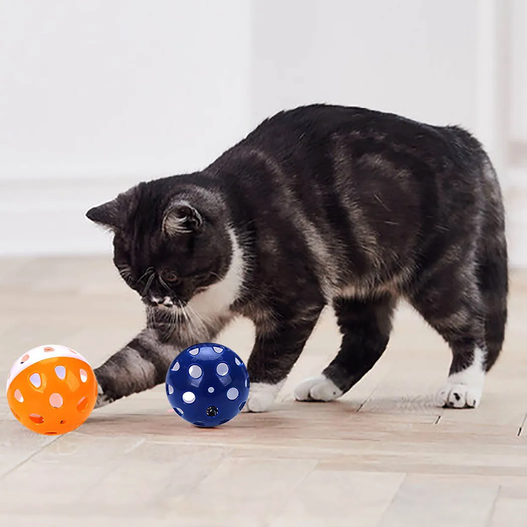 

The Cat Toy Ball Makes A Sound and The Bell Interacts with The Cat Toy Multi Color Plastic Hollow Toy Ball Pet Supplies