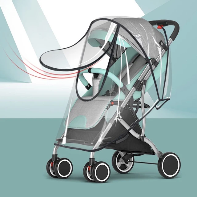 Transparent Breathable Trolley Umbrella Raincoat Stroller Rain Cover Baby  Car Weather Wind Sun Shield Stroller Accessories