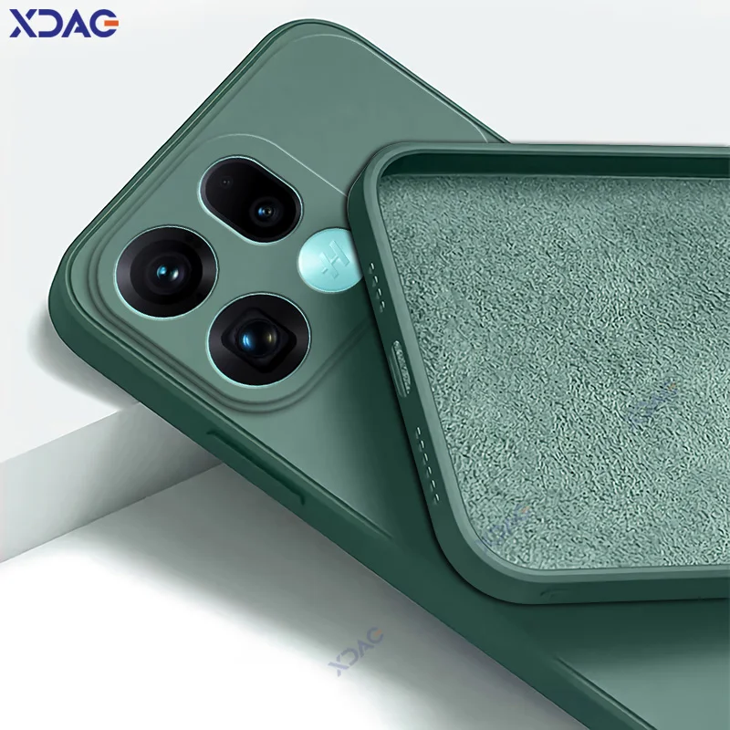Luxury Dual Layer Soft Square Liquid Silicone Cellphone Case with Ultra Lens Protection