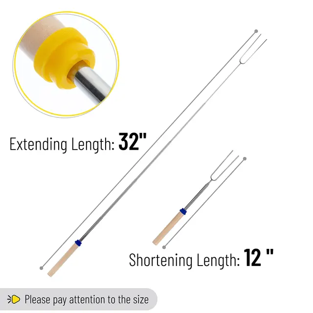 Marshmallow Pörkölt Botok, 32 ”, Kiterjeszthető Rozsdamentes Acél A Smores Botokhoz, Tábortűzhez, Pillecukor Hot Doghoz - Image 2