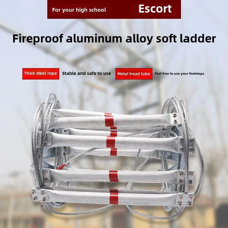 3M Soft Rope Ladder Household Wire Rope Aluminum Alloy Ladder Construction Operation Soft