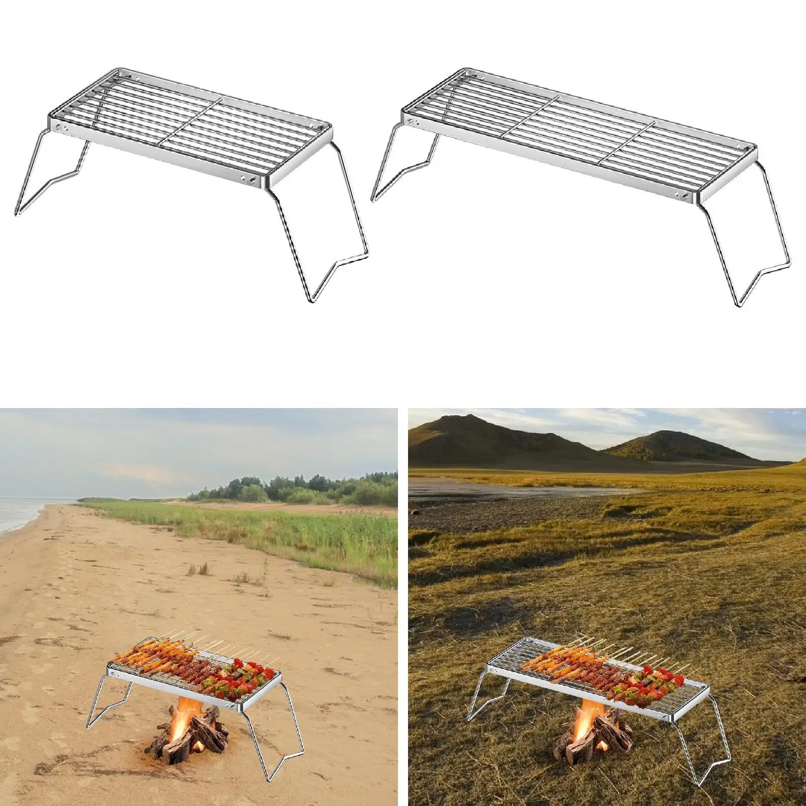 Folding Campfire Grill Equipment Practical Space Saving Multipurpose Grilling Rack for Camping Outdoor Travel BBQ Cooking